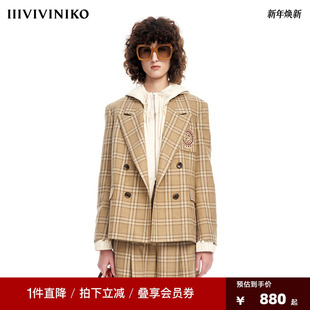 纹西装 IIIVIVINIKO薇薏蔻英伦学院风格 粗花呢外套 早春新品