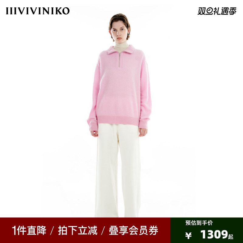 IIIVIVINIKO冬季新品“羊绒”高领多巴胺套头针织衫女M340138645C