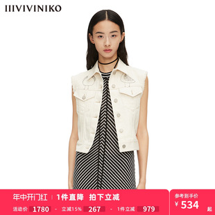 原色直肩棉汉麻牛仔马夹女M223001221D IIIVIVINIKO春夏新品