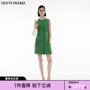 新款 進口粗花呢 IIIVIVINIKO春季 連衣裙女 復古小香風背心式