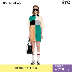 IIIVIVINIKO2023夏新品直身T恤感针织连身裙女M321116601D