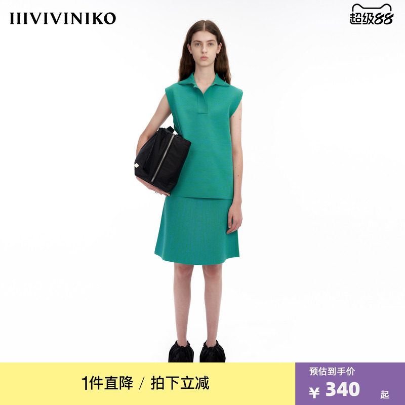 IIIVIVINIKO“poly纱线”宽松多巴胺针织立领背心女M333707605B图片