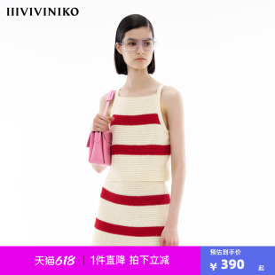 【仿手钩针织】IIIVIVINIKO夏新款宽松工字领吊带背心M421236624F