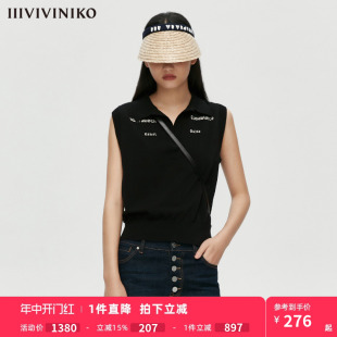 POLO领背心上衣女M121233653D IIIVIVINIKO春夏新品 宽肩无袖