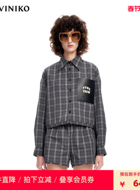 IIIVIVINIKO2023春夏新品暗格纹夹克衬衫女M310405126B
