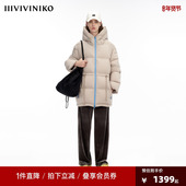 轻薄保暖休闲宽松中长款 IIIVIVINIKO 无缝一体工艺 冬羽绒服女