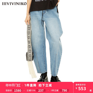 中高腰9分筒形牛仔裤 IIIVIVINIKO春夏新品 子女M221816227E