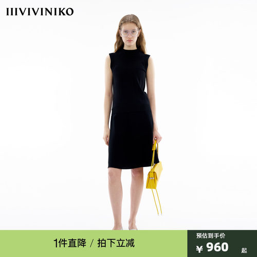 【日本三醋酸】IIIVIVINIKO夏新款复古百搭无袖连衣裙M420606128D