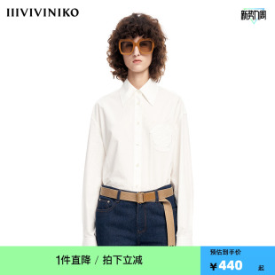 情侣款 IIIVIVINIKO薇薏蔻纯色男友风长绒棉廓形衬衫 早春新品