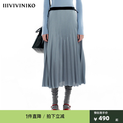 【压光工艺】【设计师款】秋季新款松紧腰渐变百褶半身长裙女