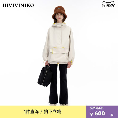 IIIVIVINIKO“双面异色复合面料”宽松运动套头外套女M334017140B