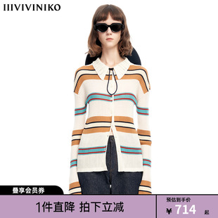 VVNK JANE PLUS小众设计拼接POLO开衫