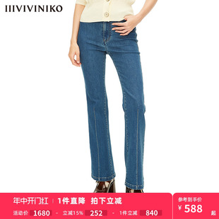 高腰高弹喇叭蓝牛仔裤 IIIVIVINIKO春夏新品 子女M221809215E