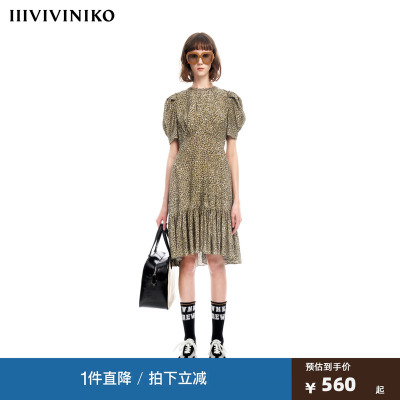 IIIVIVINIKO2023夏新品微A字碎花连身裙女M320616138E
