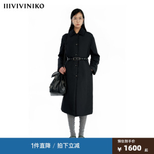 IIIVIVINIKO冬季新款风衣廓形腰带长款棉服外套女B441913010C