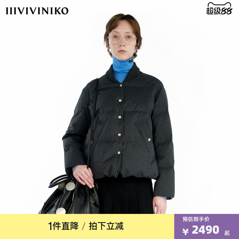 IIIVIVINIKO冬季新款简约法兰绒夹克鸭绒羽绒服女B449115120D