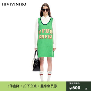 【早春新品】IIIVIVINIKO薇薏蔻绵羊毛学院风篮球背心针织连衣裙
