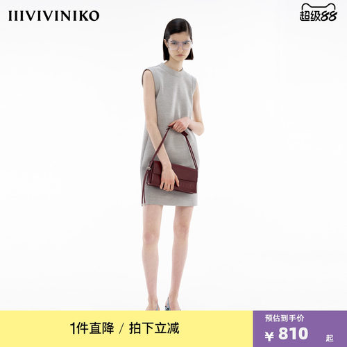 IIIVIVINIKO春季新款复古气质修身简约无袖连衣裙女M410618360C