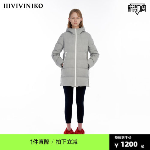 IIIVIVINIKO“ZQ羊毛”精纺覆膜中长款羽绒服女M349111128F