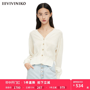 女M220214636C 针织开衫 稍松系带短款 IIIVIVINIKO春夏新品