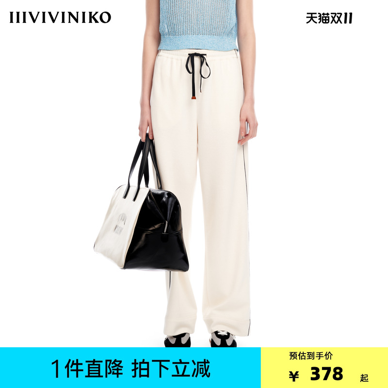 IIIVIVINIKO2023夏新品直身阔腿及地慢跑裤子女M320829363D