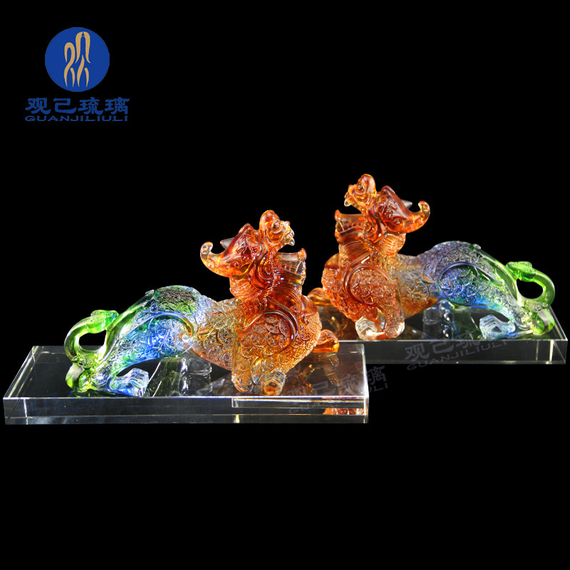 琉璃工艺品貔貅摆件一对招财客厅玄关办公室桌店铺装饰品开业礼品