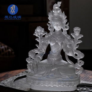 琉璃白度母家居家用客厅摆件工艺品佛堂供奉贴金装饰寺院佛像