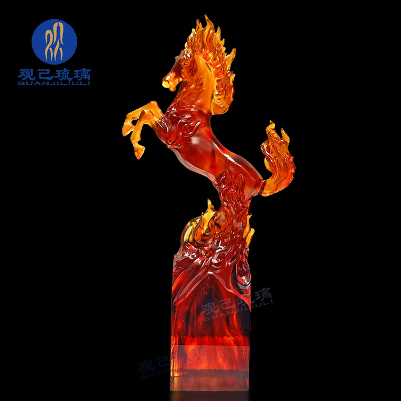 琉璃马摆件琉璃工艺品客厅玄关办公室桌面装饰品开业礼物轻奢高档