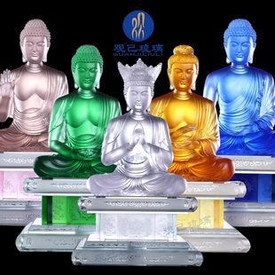 琉璃五方佛宝生如来不动如来大日如来释迦摩尼佛阿弥陀佛家居摆件