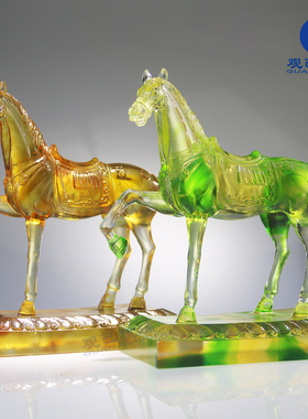 中式琉璃唐三彩马桌面摆件送礼