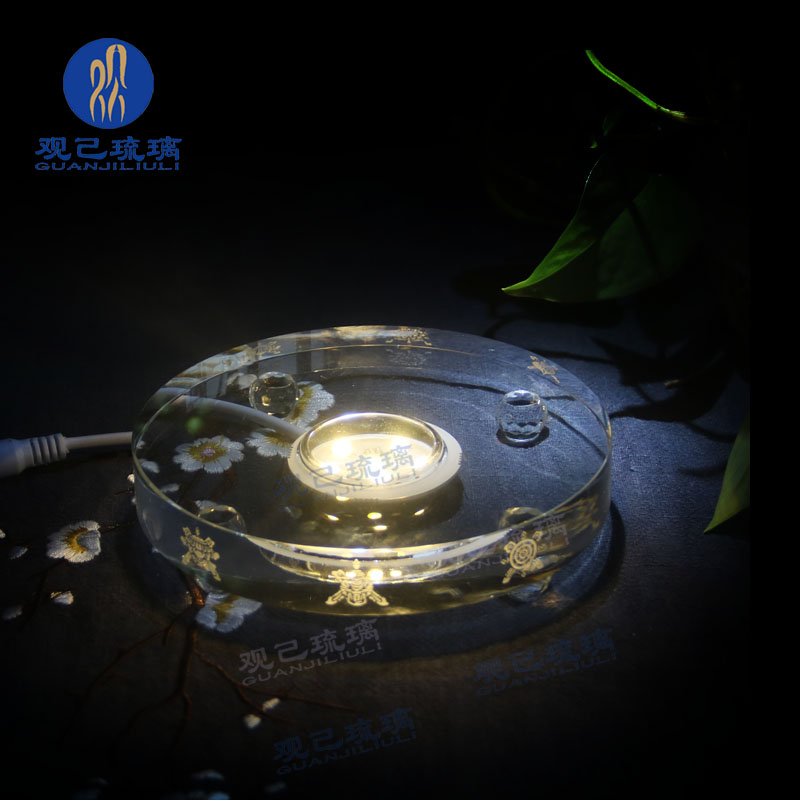 水晶发光底座圆形佛像摆件底座图片