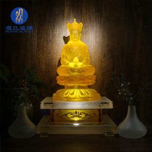 地藏王莲花坐站式九华山佛像桌摆件客厅家居供奉琉璃大愿地藏菩萨