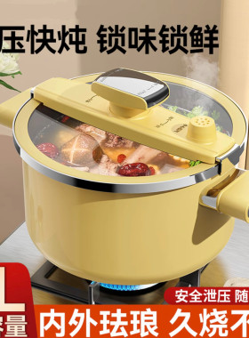 德国珐琅微压锅家用无涂层炖肉焖煮汤锅压力锅砂锅燃气电磁炉通用