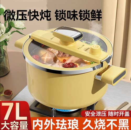 德国珐琅微压锅家用无涂层炖肉焖煮汤锅压力锅砂锅燃气电磁炉通用
