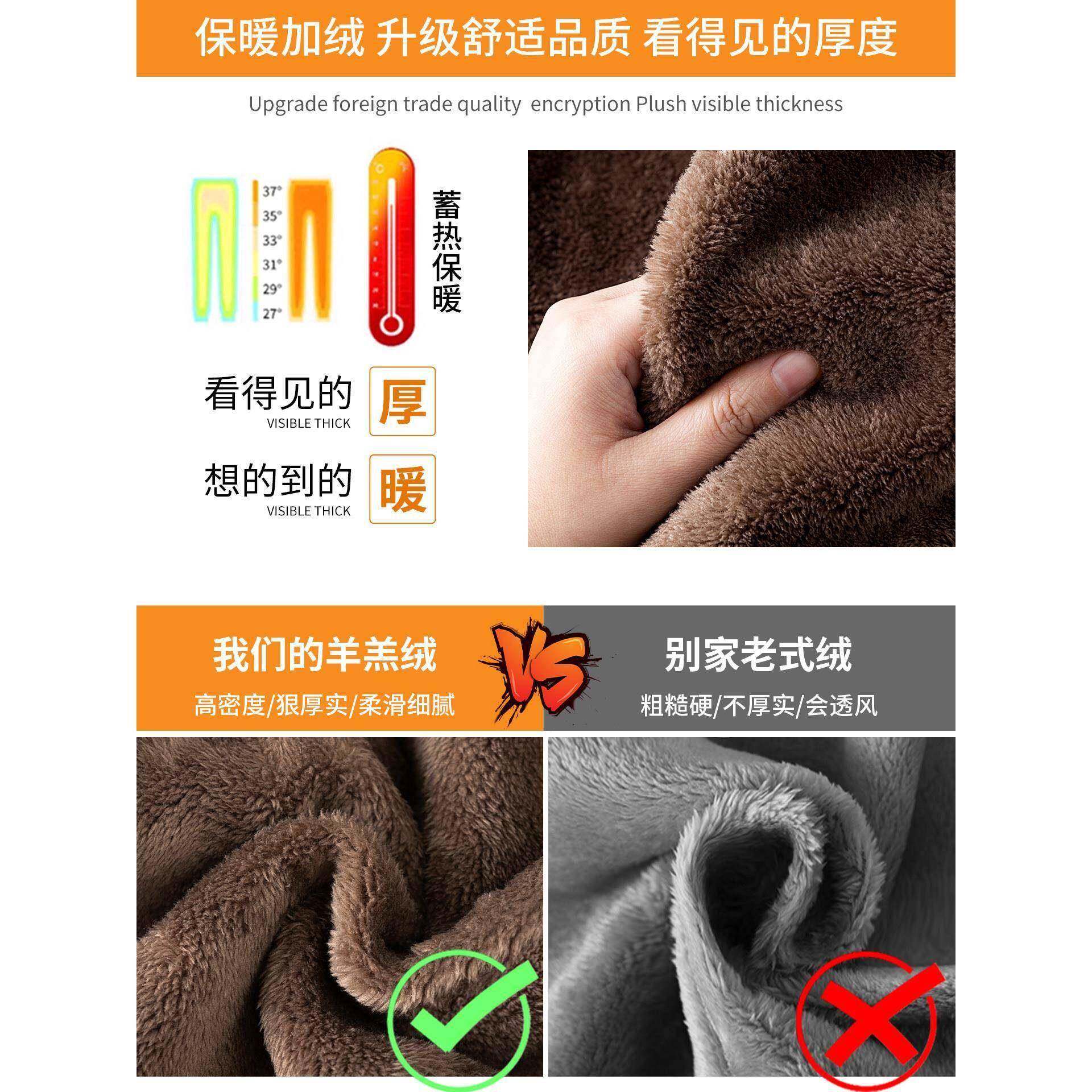 黑色加绒阔腿裤厚女秋冬季加羊绒IBB裤EQO子东北外羔棉裤穿高腰直