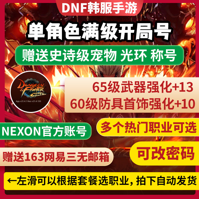 DNF韩服手游满级单角色开局初始号强化号 电玩/配件/游戏/攻略 START云游戏 原图主图