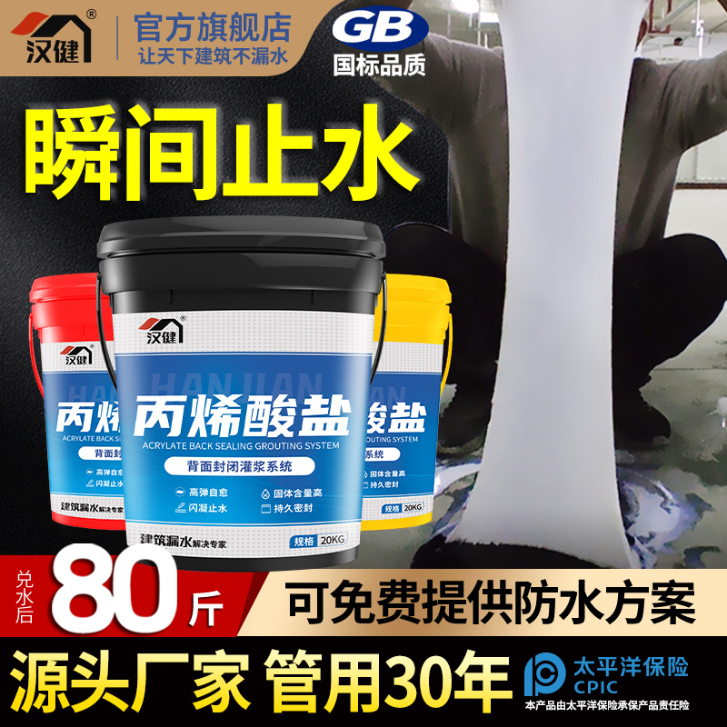 丙烯酸盐注浆液地下室漏水房顶防水材料屋顶平房顶补漏高压注浆机