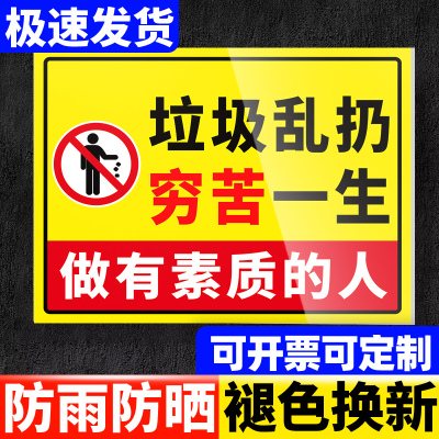 【全网特价】禁止乱扔垃圾警示牌