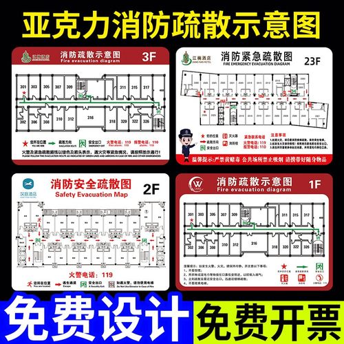 亚克力消防疏散示意图逃生示意图