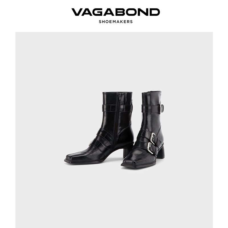 VagabondELVINA方头方跟机车靴图片