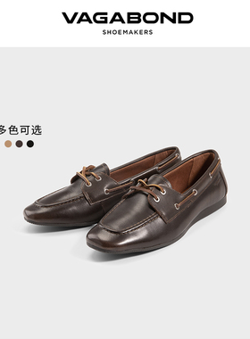 Vagabond HILLARY女士牛皮杏头平跟船鞋休闲鞋2025春夏明星同款