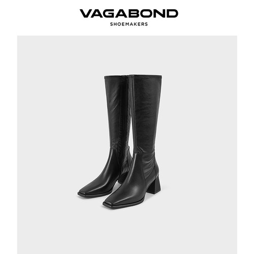 Vagabond弹力高筒靴粗跟长靴