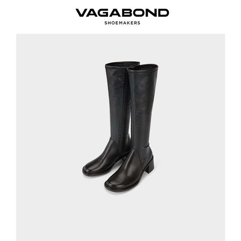 VagabondVEGA圆头粗跟高筒靴图片