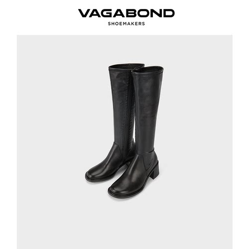 VagabondVEGA圆头粗跟高筒靴