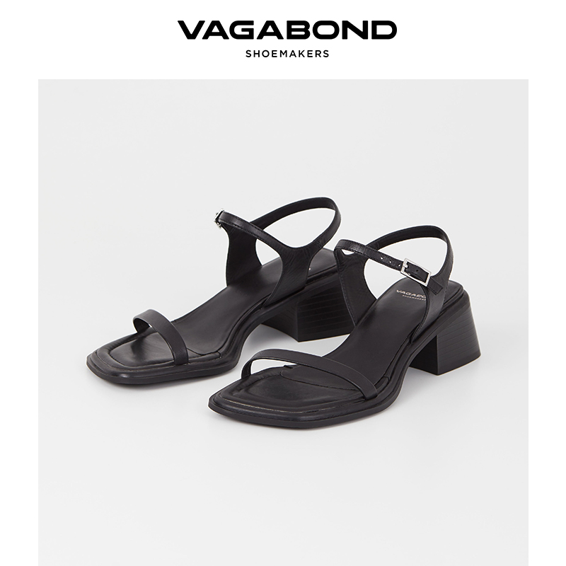 Vagabond露趾粗跟绑带凉鞋