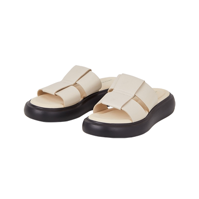 Vagabond黑色羊皮平底凉拖一脚蹬