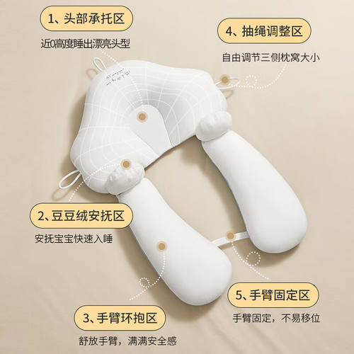 licheers贝诺儿婴儿定型枕头儿童头型矫正3-6个月宝宝侧睡靠背枕