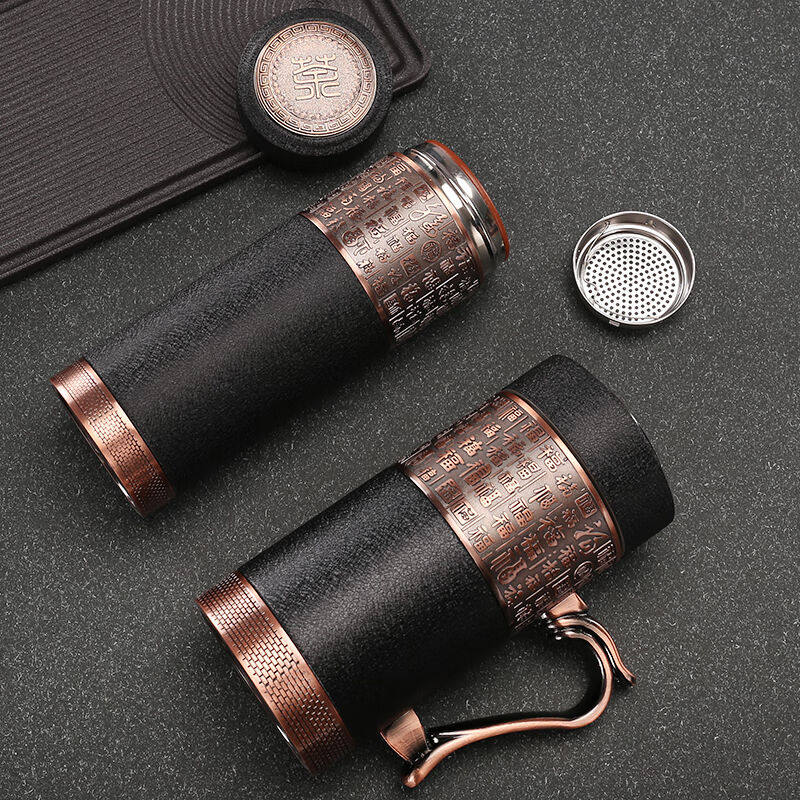 品质紫砂保温杯养生内胆礼盒实用男女泡茶水杯子锌合金百福办公杯