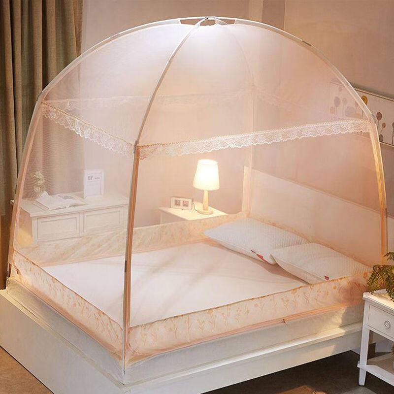 可挂风扇的蚊帐蒙古包蚊帐家用卧室1米5文章加高三门一米五八床蒙