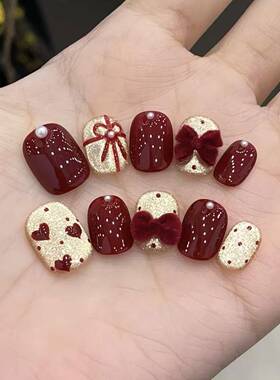 纯手工红色波点丝绒新年